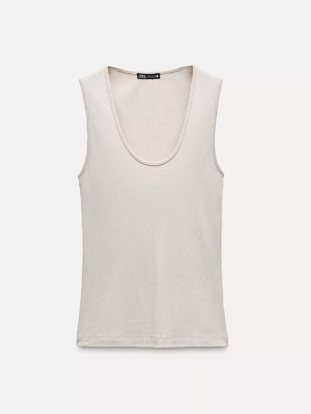 Zara Cream Ribbed Scoop Neck Tank